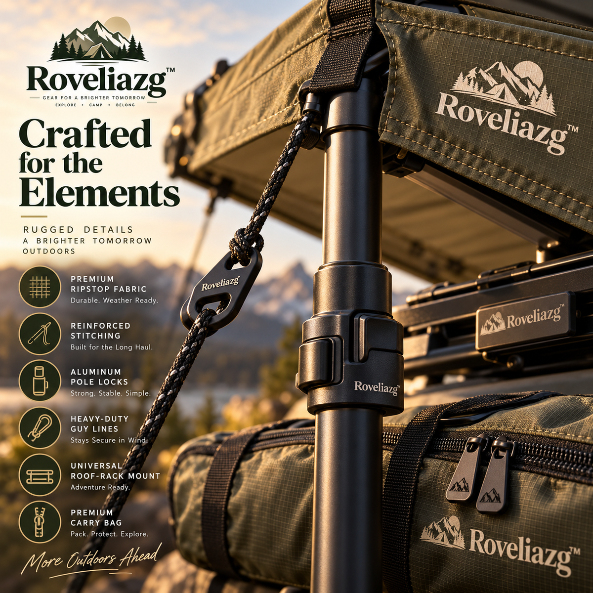 Roveliazg™ TrailShade Awning – Portable Vehicle Camping Canopy with UV Protection, Weather Shelter & Quick Setup
