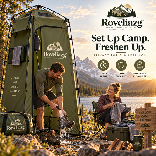 Roveliazg™ SummitHide Privacy Shelter – Portable Pop-Up Camping Shower & Changing Tent with Carry Bag