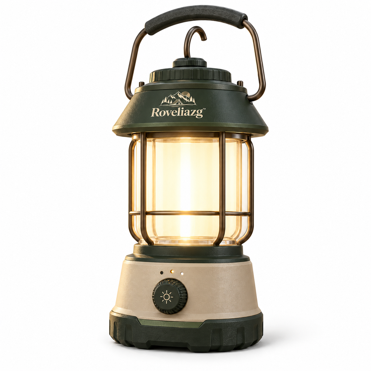 Roveliazg™ TrailNest Rechargeable Camping Lantern – Warm LED Outdoor Light with USB-C Charging & Hanging Handle